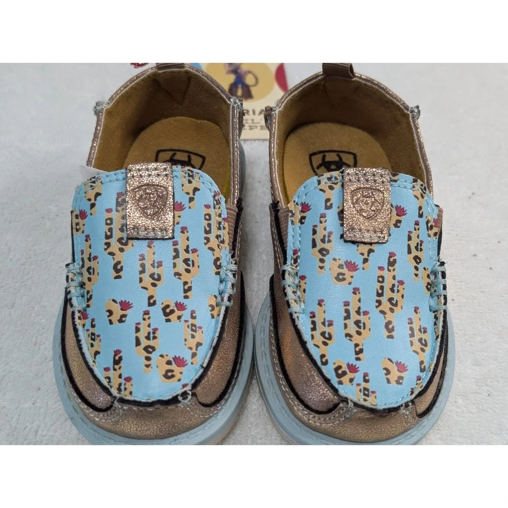 Ariat Lil' Stompers Piper Cruiser Moccasin Slip-On Shoe Leopard Cactus Toddler 4